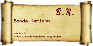 Benda Mariann névjegykártya