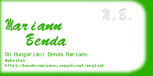 mariann benda business card